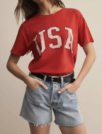 Z Supply Usa Boyfriend Tee in red - women's t-shirt