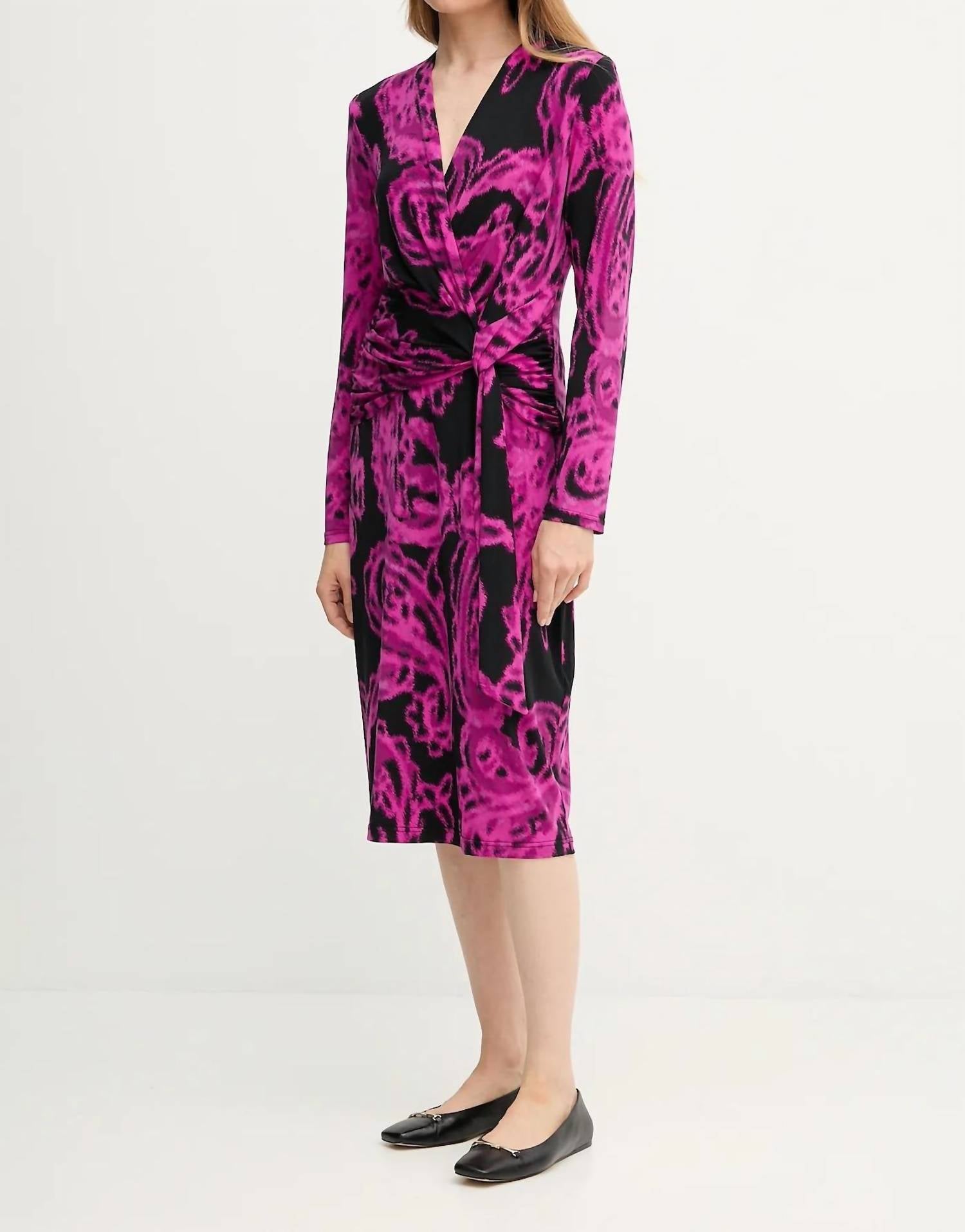 Joseph Ribkoff - Paisley Print Faux Wrap Sheath Dress
