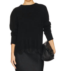 Brochu Walker Marte Lace Looker Top in black onyx black - women's sweater