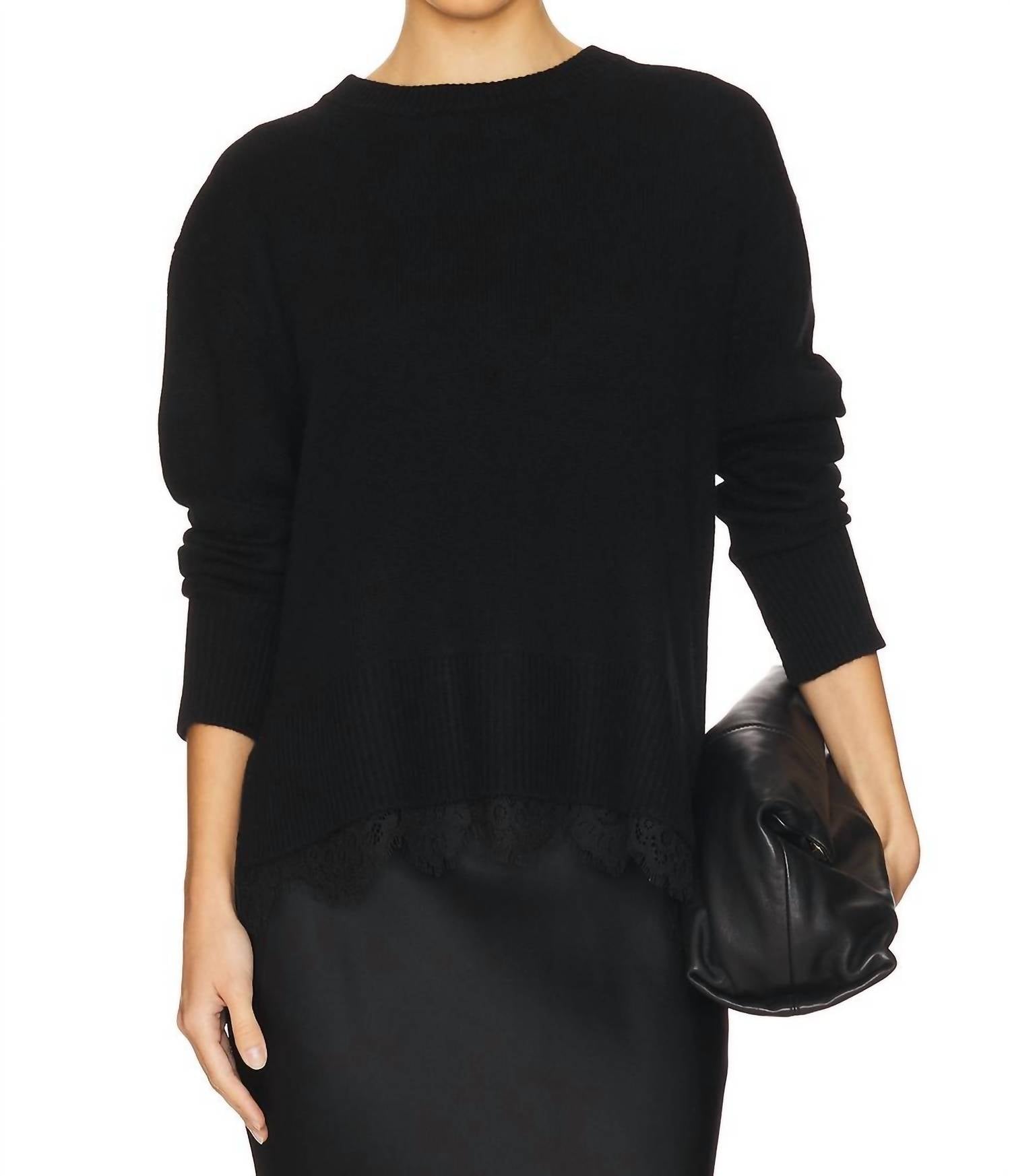 Brochu Walker Marte Lace Looker Top in black onyx black - women's sweater