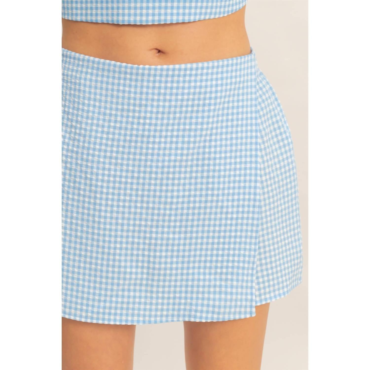HYFVE Gingham Checkered Sleeveless Top And Skort Set in blue - women's sleepwear - view 5
