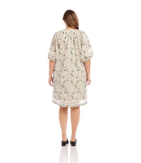 Karen Kane Puff Sleeve Tassel Dress - Plus in cream - women's dress - alternate view