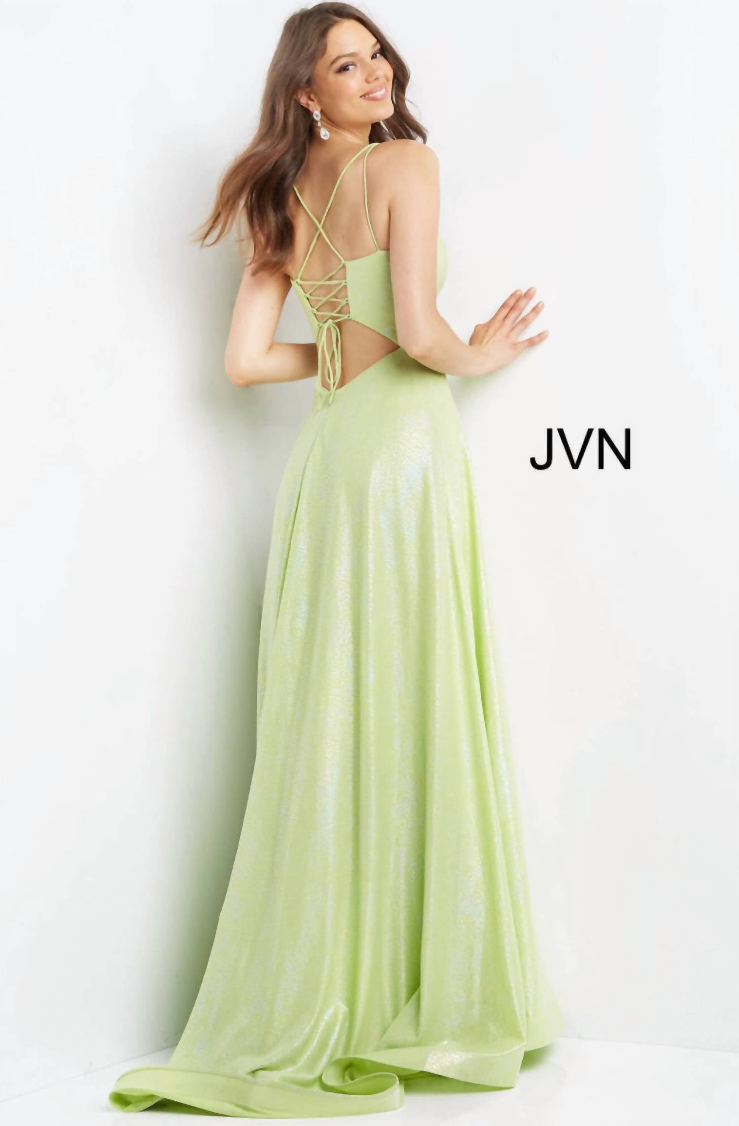 Jovani - Double Strap Shimmer Gown