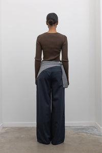 Papermoon - Wool Ribbed Long Sleeve Fitted Top
