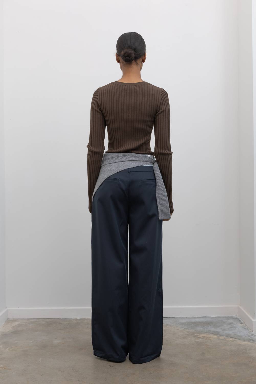 Papermoon - Wool Ribbed Long Sleeve Fitted Top