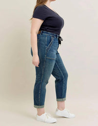Judy Blue - High Waist Vintage Wash Jogger With Navy Drawstring - Plus