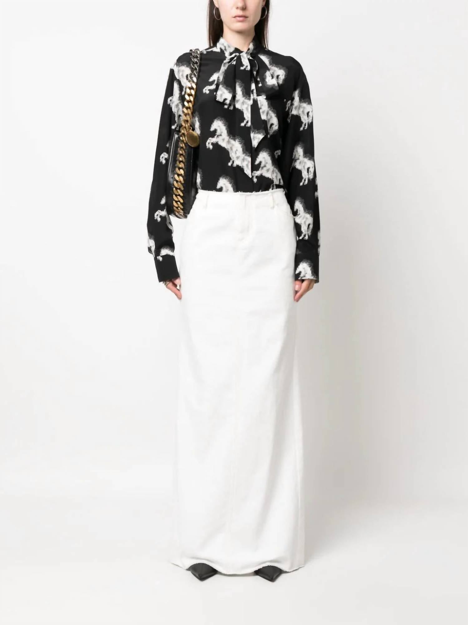 Stella Mccartney - Horse Print Bow Collar Silk Blouse