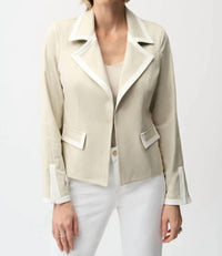 Joseph Ribkoff - Contrast Trim Faux Suede Blazer
