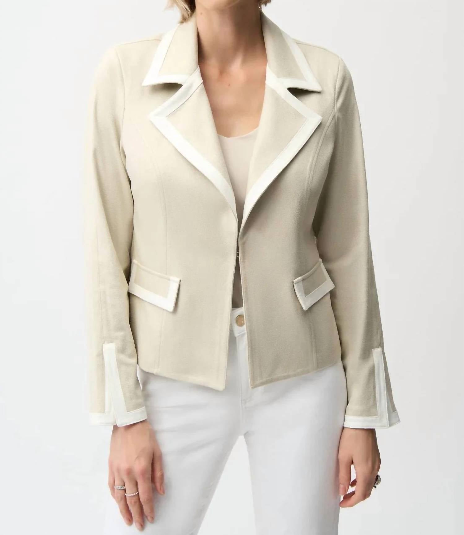 Joseph Ribkoff - Contrast Trim Faux Suede Blazer