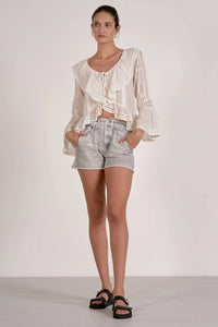 Elan - Lace Peasant Top