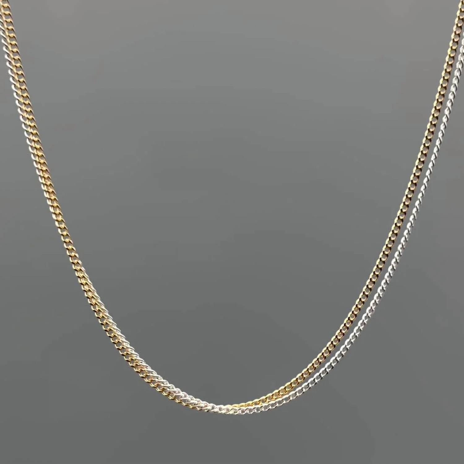Something Silver - Women's Two Tone Tiny Curb Double Strand Necklace