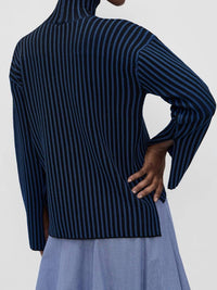 Proenza Schouler White Label Elysia Ladder Stripe Knit Sweater in blue black - women's sweater - view 4