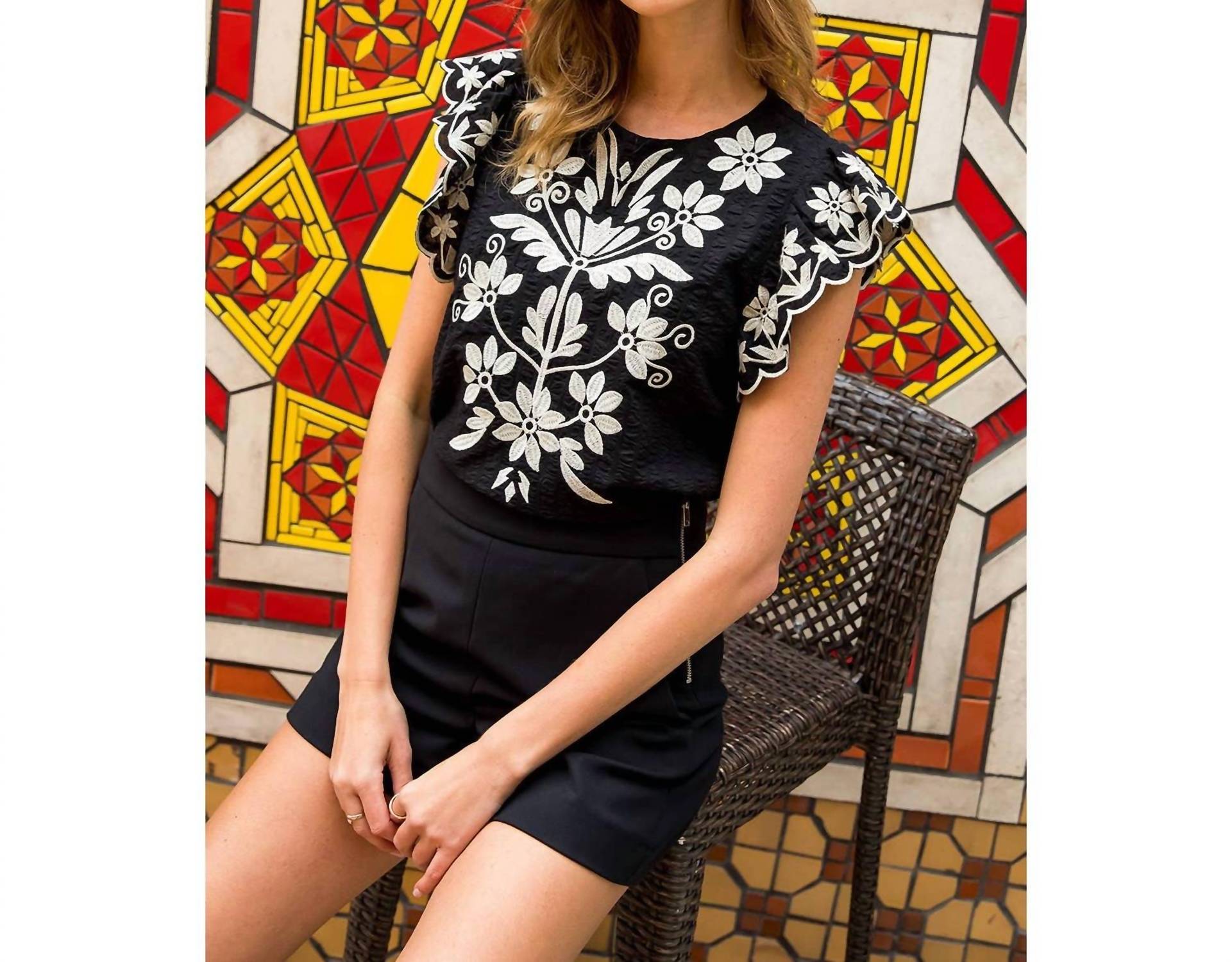 Thml - Flutter Embroidered Sleeve Top