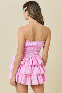 Day + Moon - Strapless tiered lace trim mini