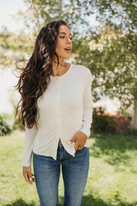 Mikarose - Long Sleeve Pointelle Button Cardigan