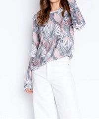 Pj Salvage - Geo Palm Long Sleeve Lounge Top