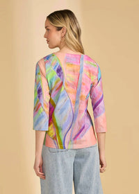 Fdj - 3/4 Sleeve Notch Neck Top