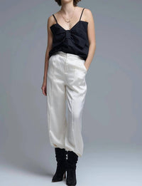 Q2 - Poplin Crop Top With Bow Detail