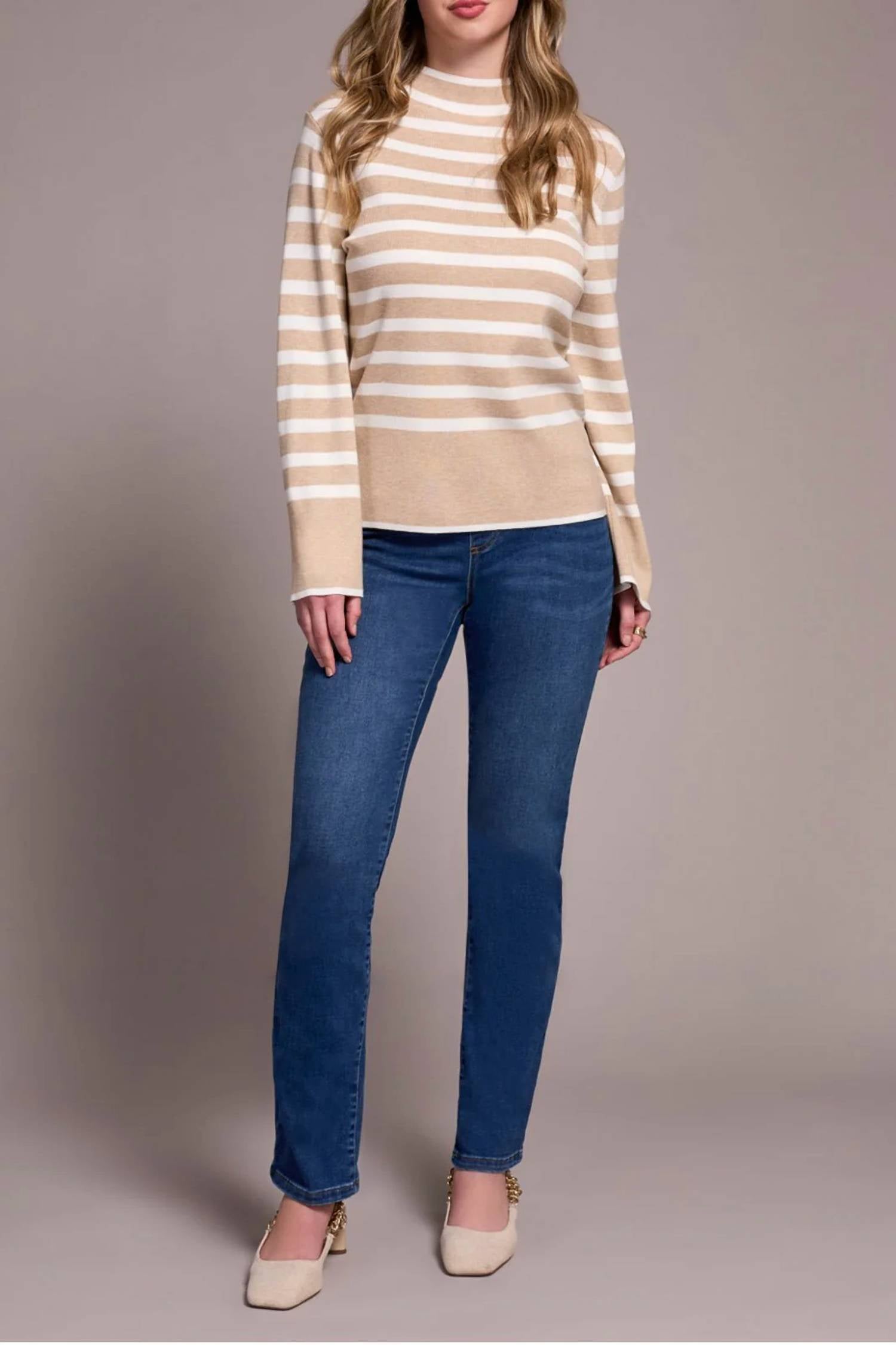 Tribal - Funnel Neck Stripe Sweater