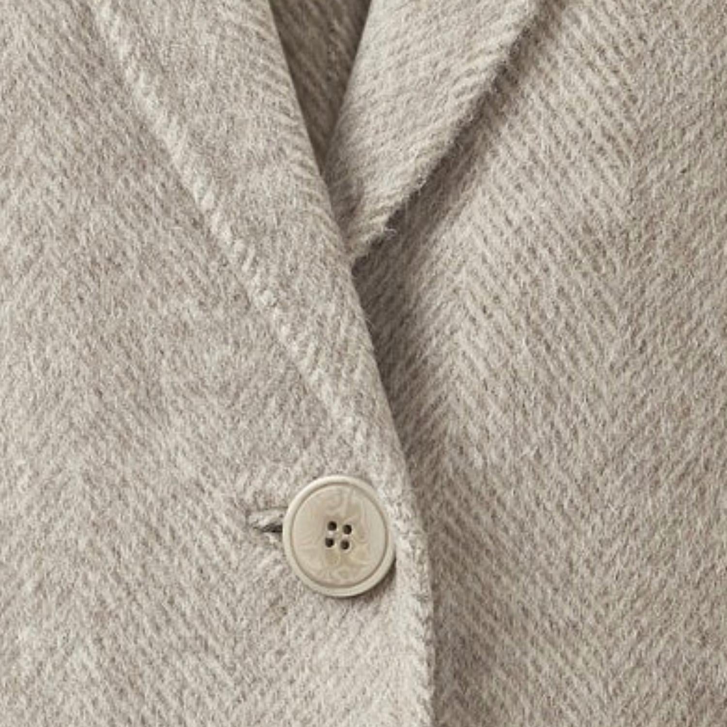 Kinross Brushed Herringbone Notch Collar Coat in taupe multi - women's jacket - alternate view