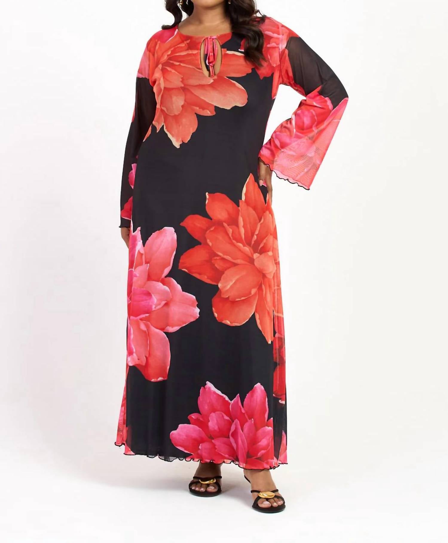 Fashion Szn Curve - Long Sleeve Floral Maxi Dress - Plus