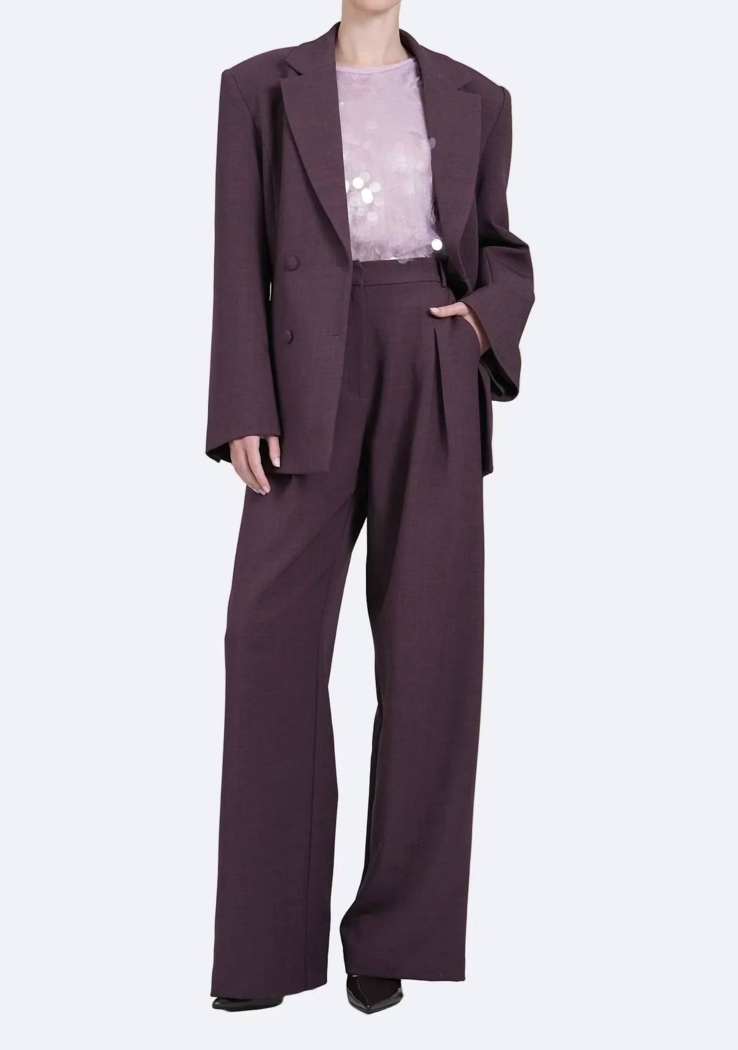 Nonchalant Label Monroe High-waisted Trouser Pant in plum - women's pants