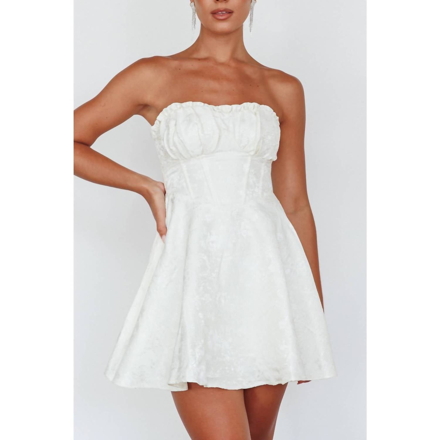 One and Only Collective Frill Corset Style Mini Dress in ivory - women's dress - alternate view