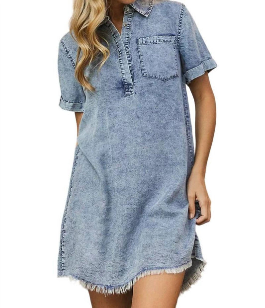 Bibi - FRAYED HEM DENIM DRESS