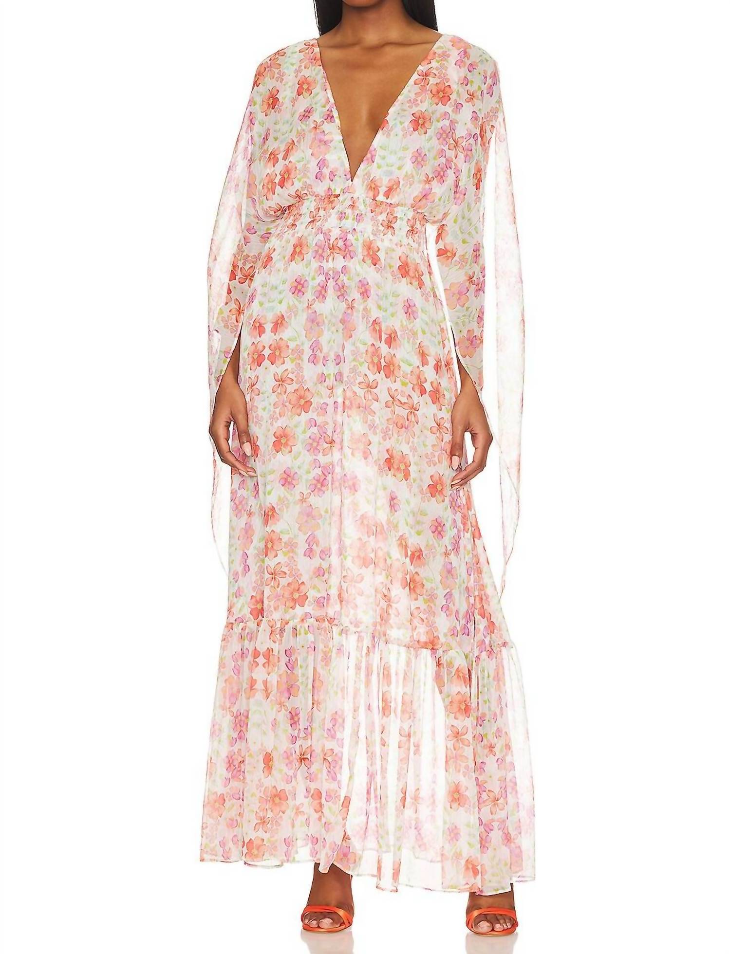 Misa Los Angeles Graziella Dress in cora flora - women's dress - detail view