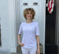 Elliott Lauren - Elbow Sleeve Tee With Ruched Side Seams