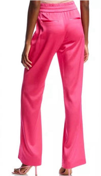 alice + olivia Jody Satin High Waist Slit Front Pants in pink - women's pants - detail view