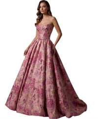 Couture Lee - Jacquard Flowers Prom Dress