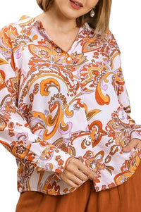 Umgee - Vintage Paisley Print Button-up Blouse
