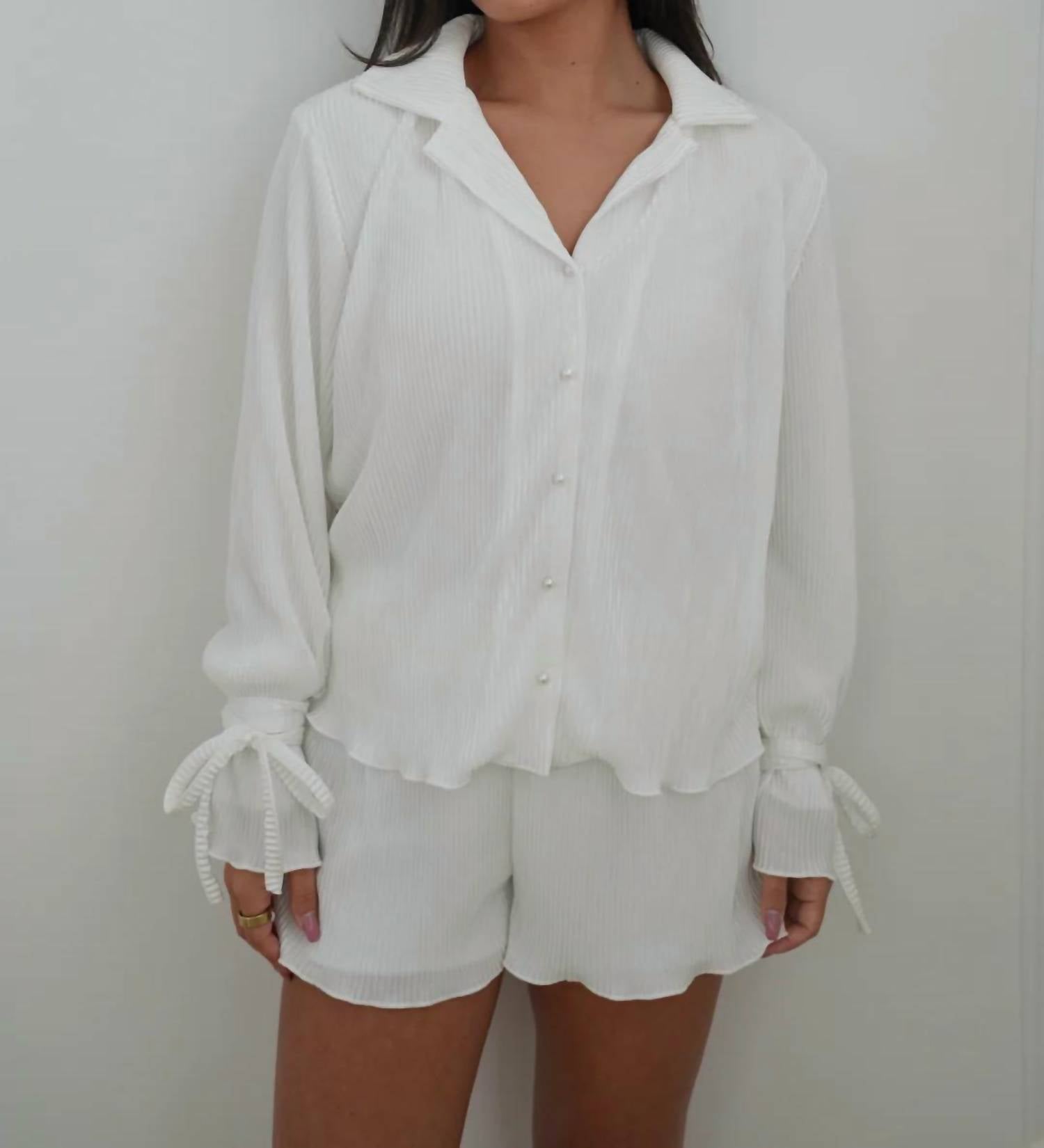 Waverles - Sloane Pleated Tie Top And Shorts Set