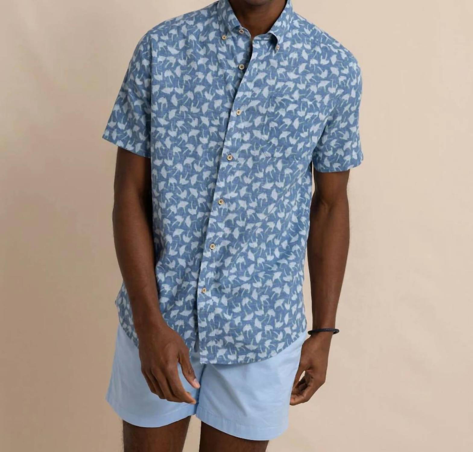 SOUTHERN TIDE Summer Rays Sportshirt in coronet blue - men's shirt