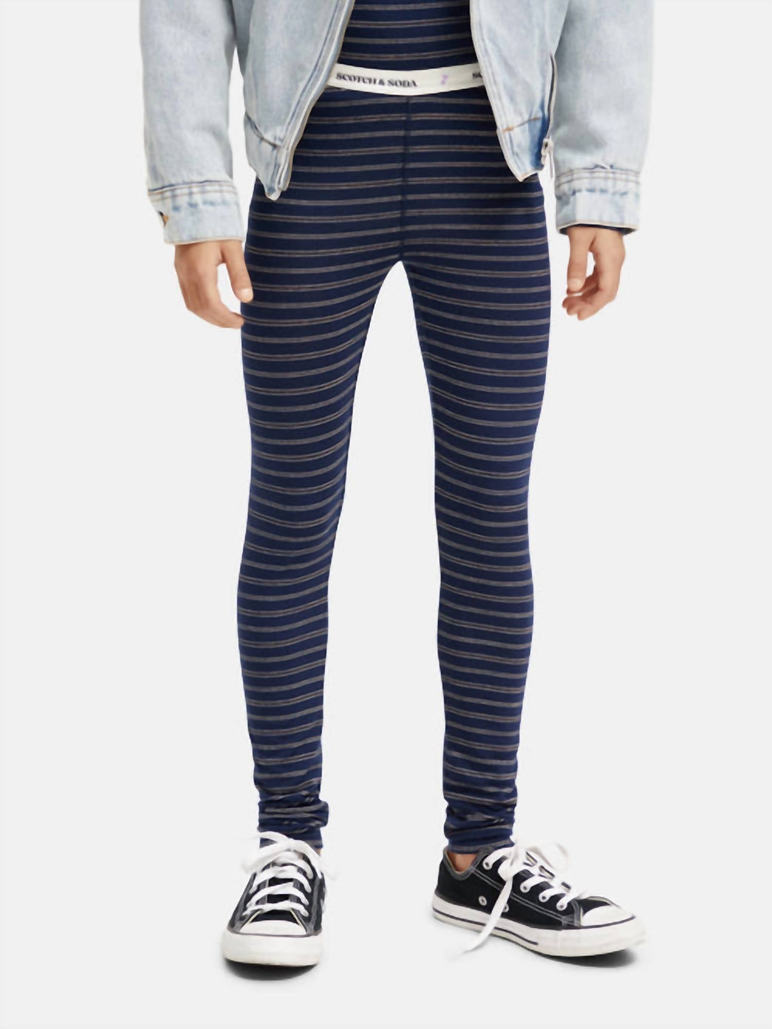 Scotch & Soda - Girl's Striped Glitter Leggings
