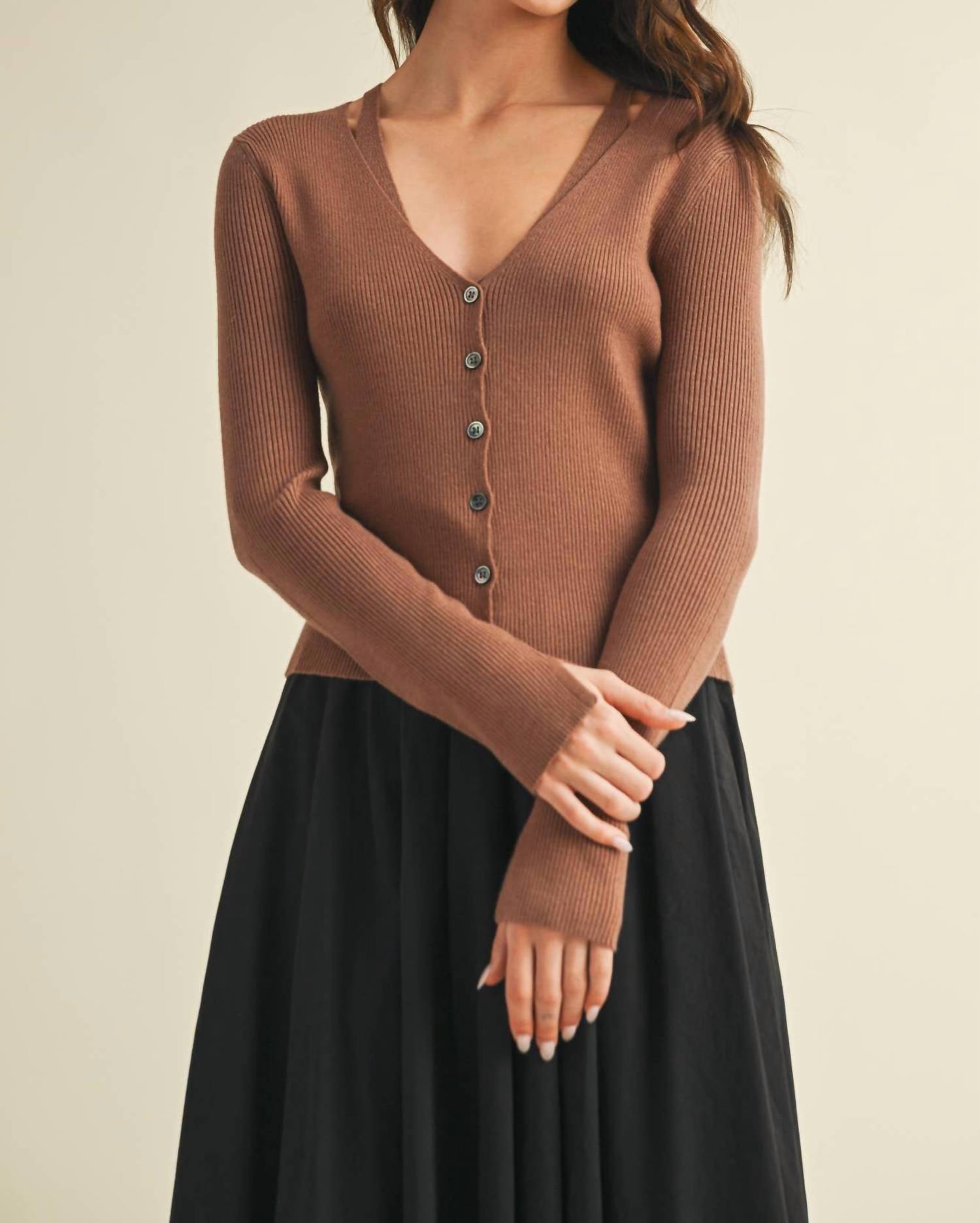 Mustard Seed - Laura Layered Cut Out Cardigan