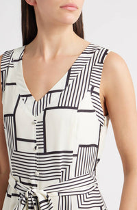 Zoe And Claire - Mixed Geometric Print Midi Dress