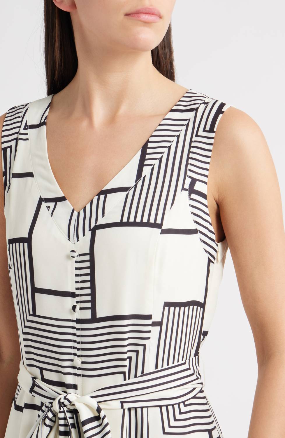 Zoe And Claire - Mixed Geometric Print Midi Dress