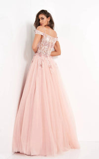 JOVANI Floral Ornate Corset Tulle Dress in blush - women's dress - alternate view
