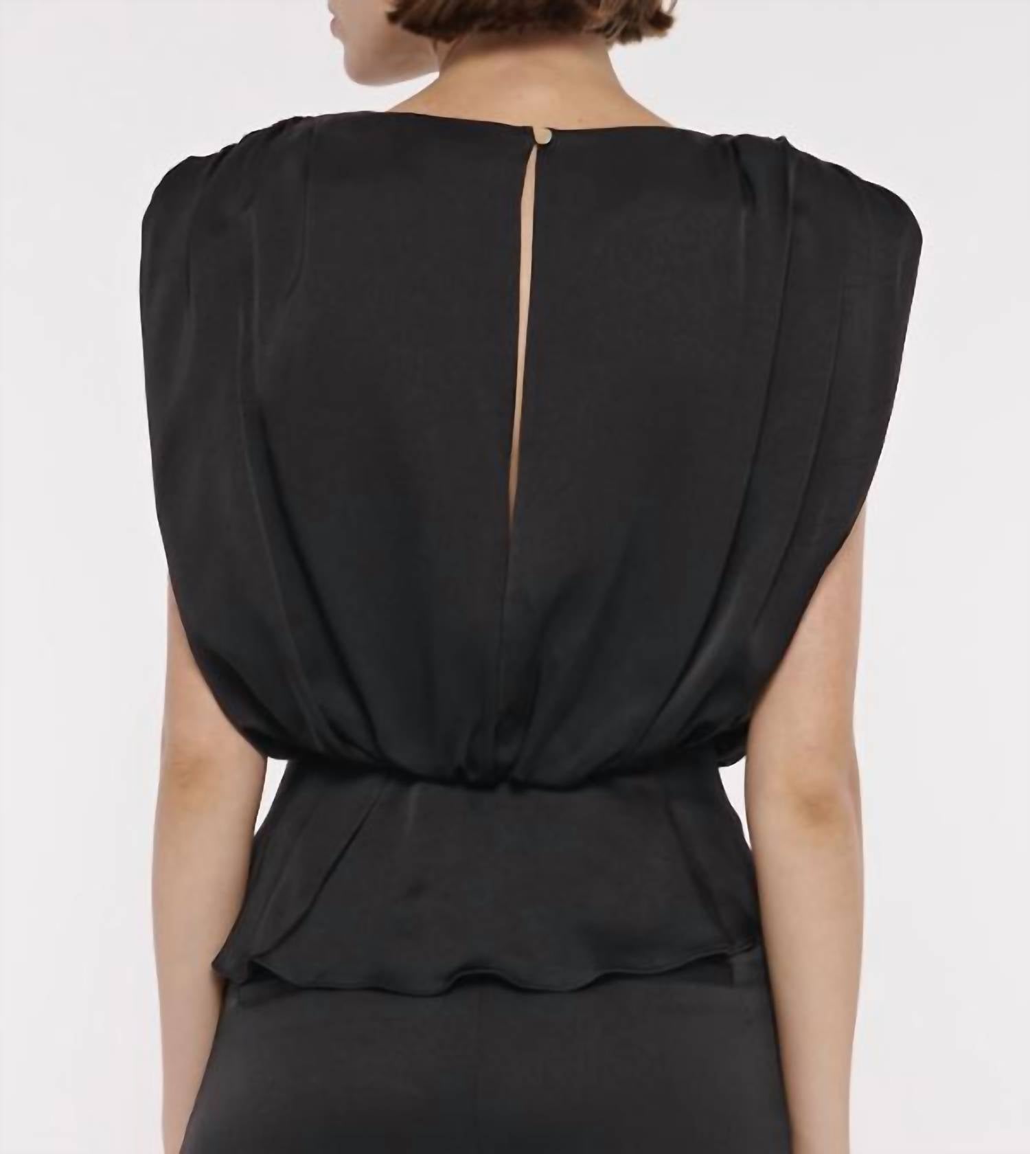 Toccin - Saylor Strong Shoulder Silky Satin Top