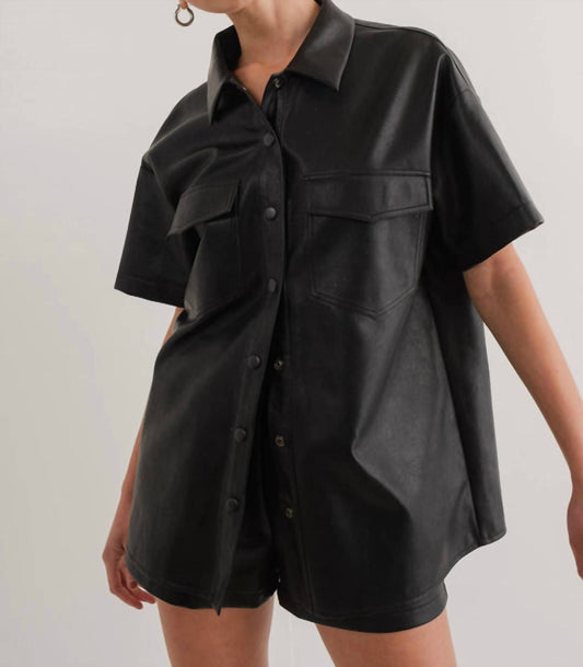 Pretty Garbage - Oversized Vegan Leather Shirt