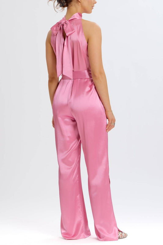 Something Navy - Silky Halter Jumpsuit