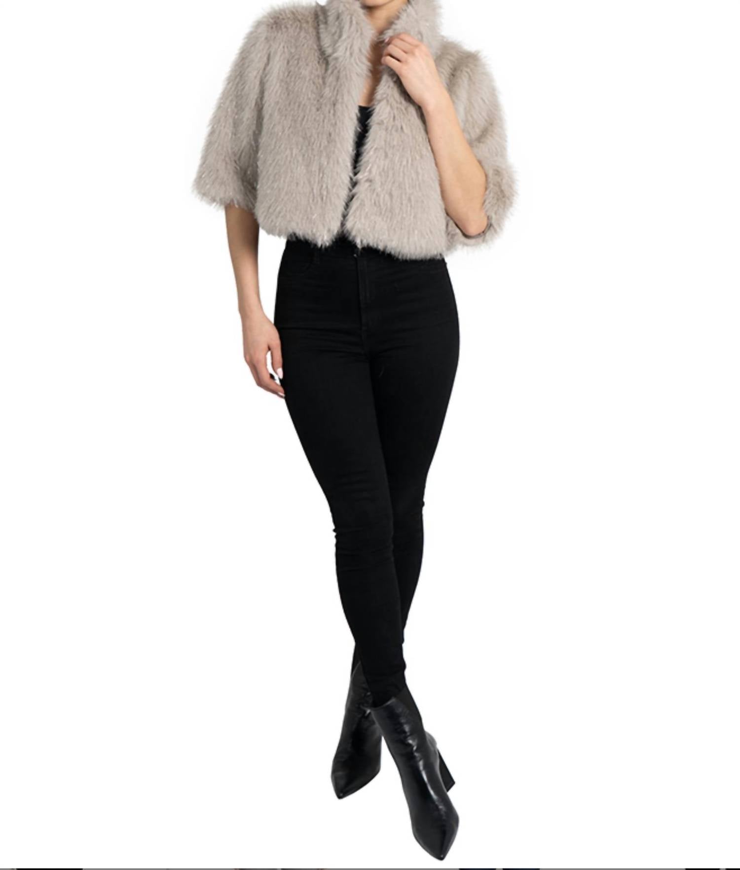 Love Token - Allison Faux Fur Shrug Jacket
