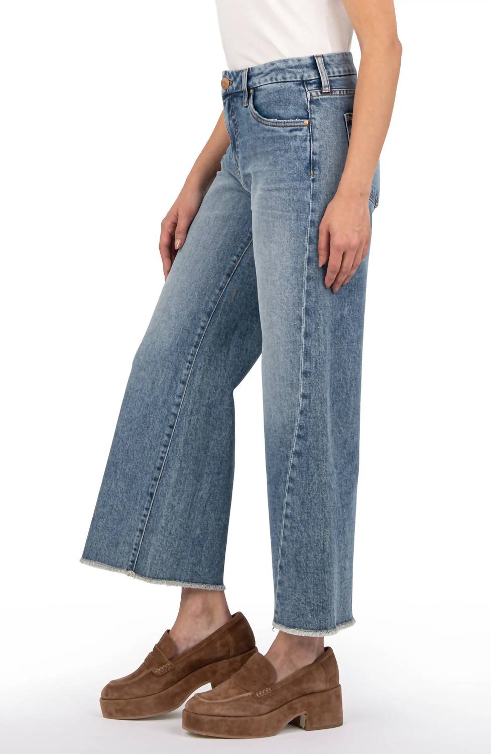 KUT FROM THE KLOTH Meg Frayed High Waist Ankle Wide Leg Jeans in defiant - women's jeans - alternate view