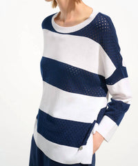 Joseph Ribkoff - Stripe Print Crewneck Sweater