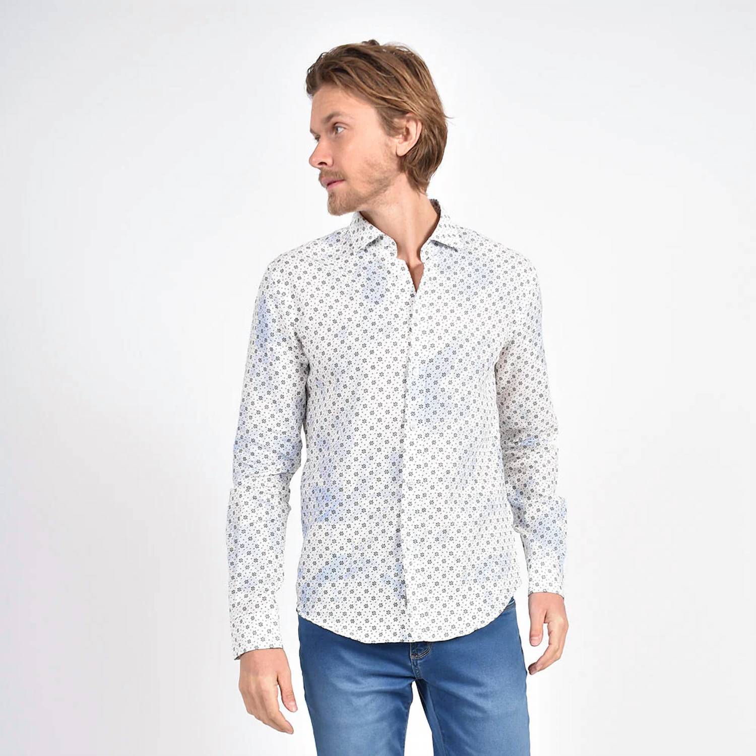 Eight X - Floral Print Linen Shirt