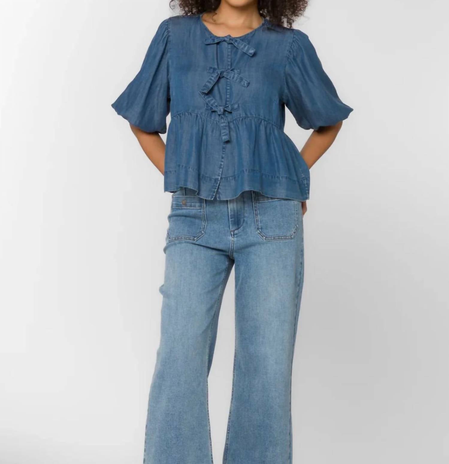 Velvet Heart - Lamont Puff Sleeve Bow Top