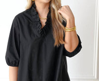 Caryn Lawn - Kit Ruffled V-neck Top