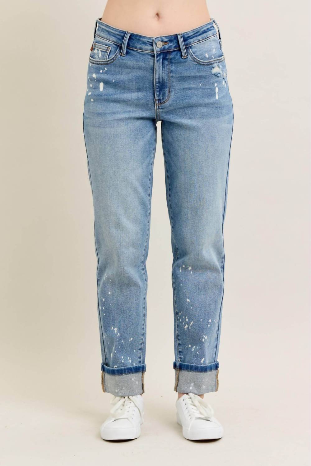 Judy Blue - Splash Of Style Mid Rise Bleach Splatter Boyfriend Jeans